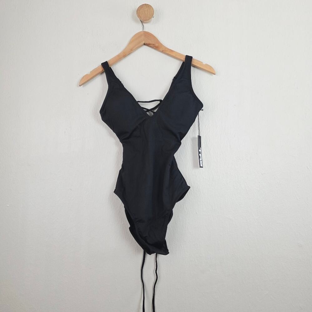 TA3 Plungey V-Neck Black Shapewear One-Piece Swimsuit NWT XSmall/Regular